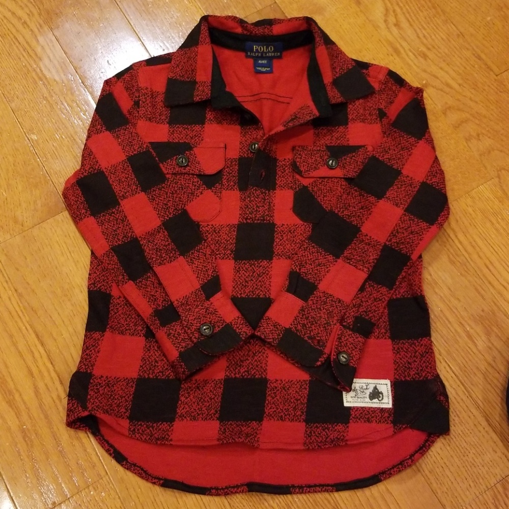 👦Polo🎉Boy Plaid 4 checkered button 4T